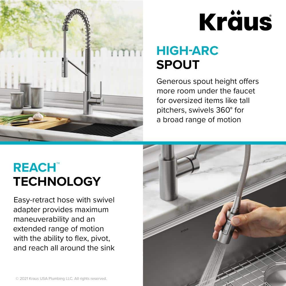 Stainless Steel Commercial Pull-Down Kitchen Faucet with Spray