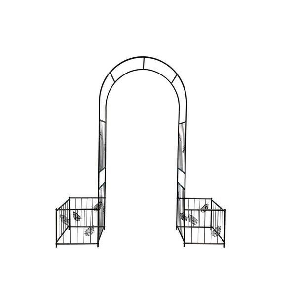 Tenleaf 79.92 in. x 87 in. Black Metal Garden Arch Arbor Trellis with Wedding Arch Party Events Archway