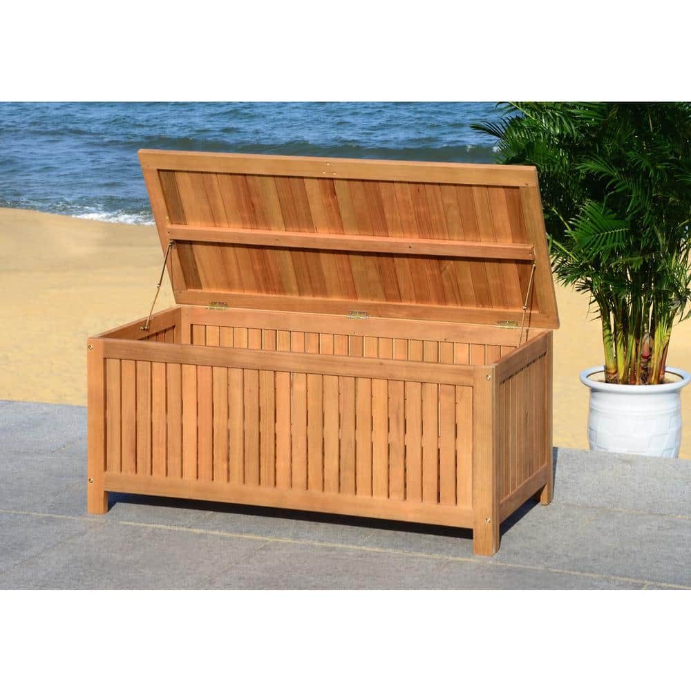 Abri Natural Teak Eucalyptus 47.6 Inch Outdoor Deck Box