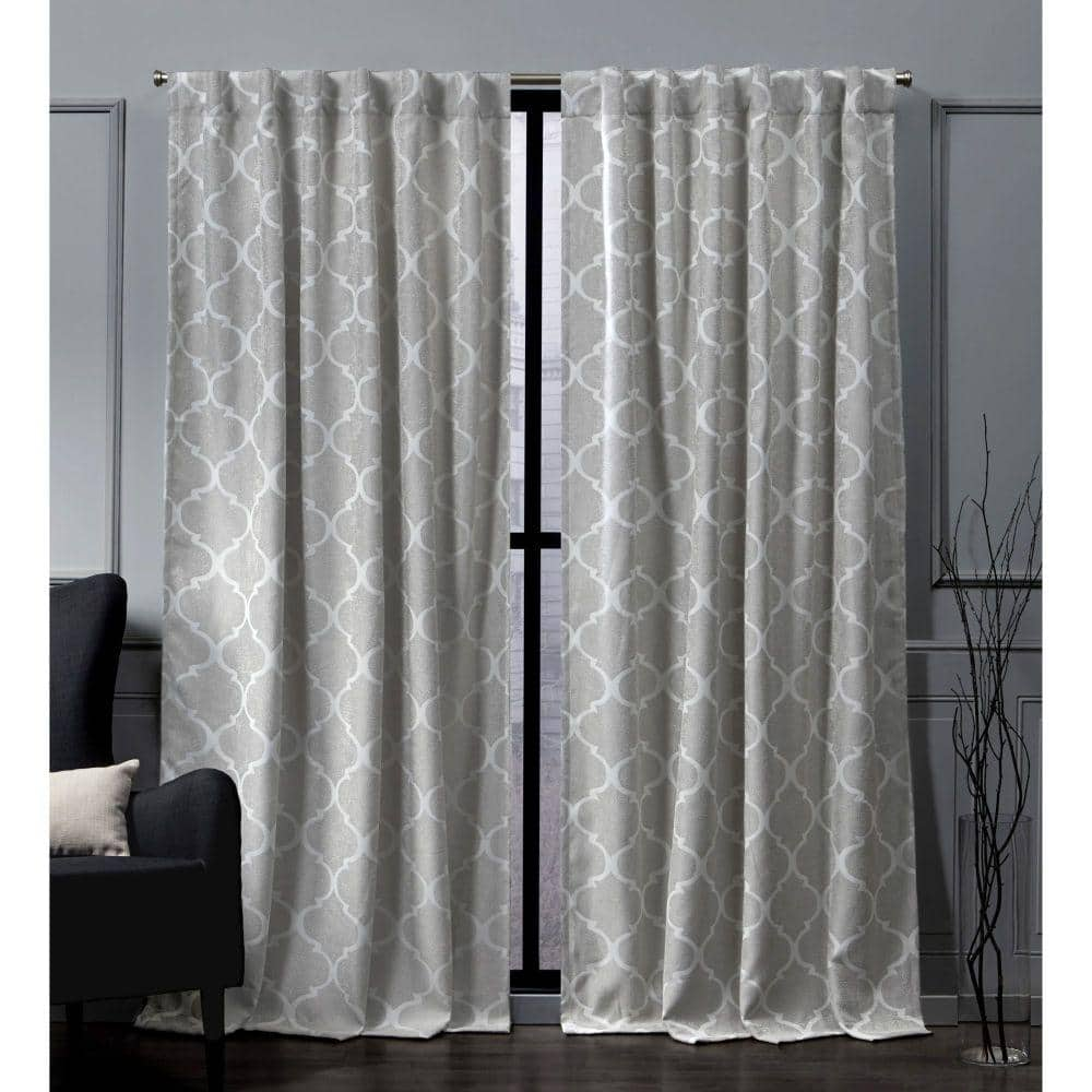 NICOLE MILLER NEW YORK Treillage Dove Grey Trellis Woven Room Darkening ...