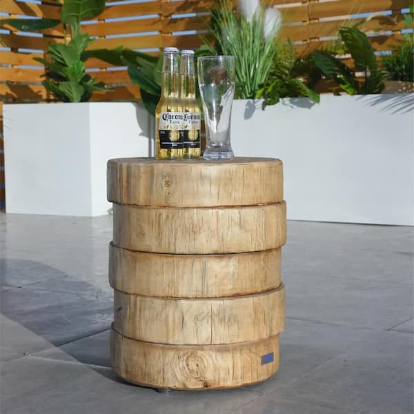 moda furnishings Lois 17 in. H Terrafab Tree Stump Look Accent End Table