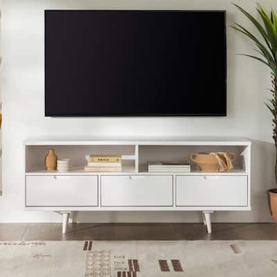 Ashcroft Furniture Caroline Mid Century Modern White TV Stand