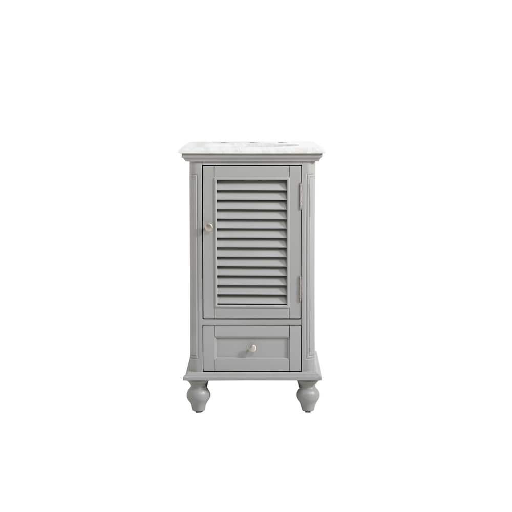 Timeless Home 19 in. W Single Bath Vanity in Grey with Marble Vanity Top in