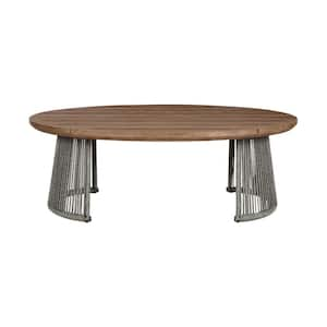 17 in. Gray Oval Wooden Outdoor Coffee Table