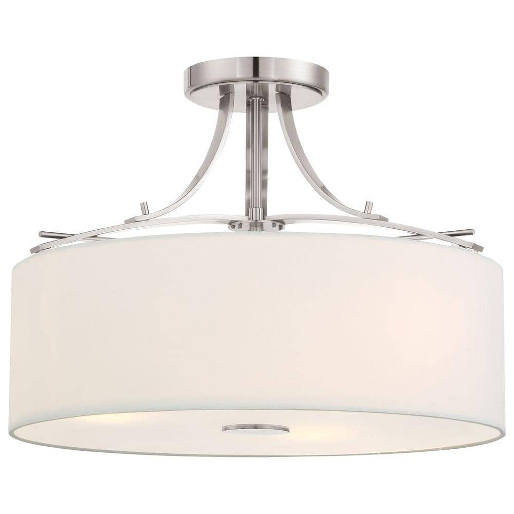 Minka Lavery Poleis 3-Light Brushed Nickel Semi-Flush Mount Light 3307 ...