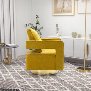 Yellow Modern Swivel Open Back Arm Chair with 1-Pillow For Nursery Bedroom Living Room