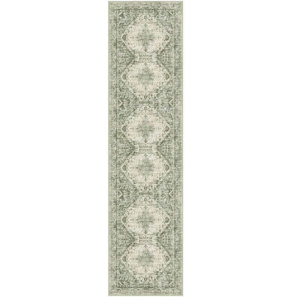 Apollo Green 2 ft. x 8 ft. Vintage Washable Medallion Distressed Runner Rug price history on PriceWatchPro