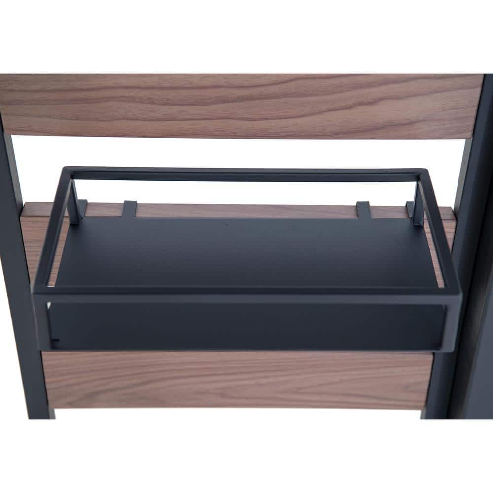 Matte Black 7 x 9 ft. 2-Tier Hardtop Grill Gazebo with Storage Shelves