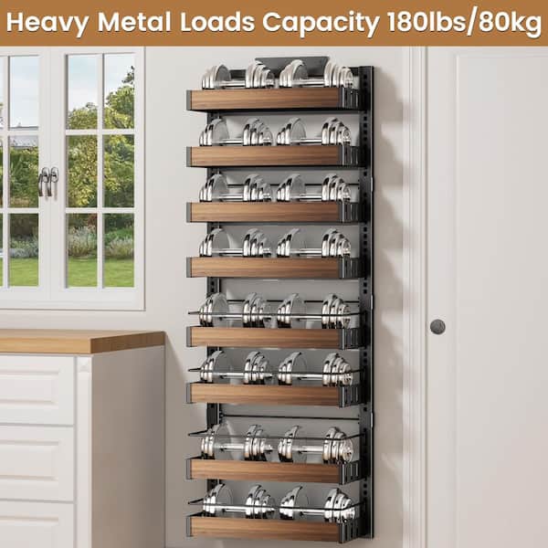 Wudkey 8-Tier Black Over The Door Pantry Organizer, Wall Mount or
