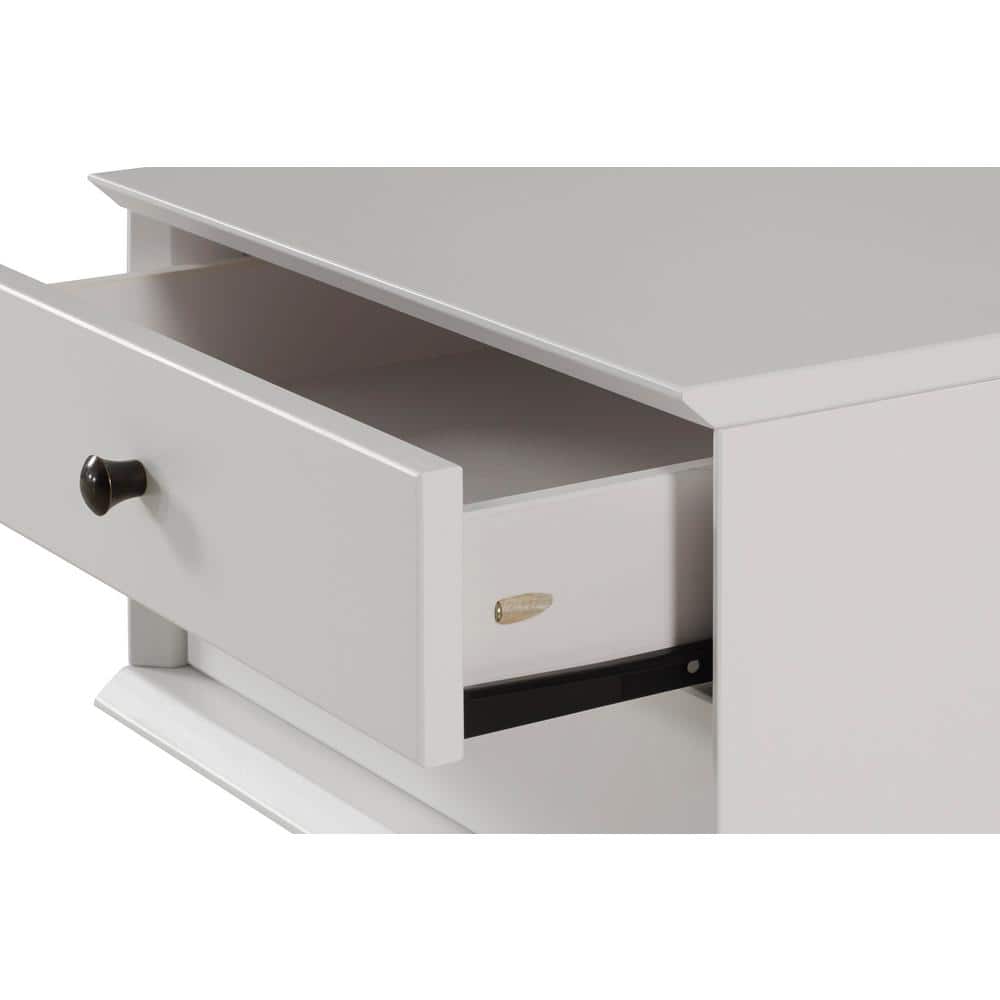 Mid-Century Modern 2-Drawer White Solid Wood Nightstand