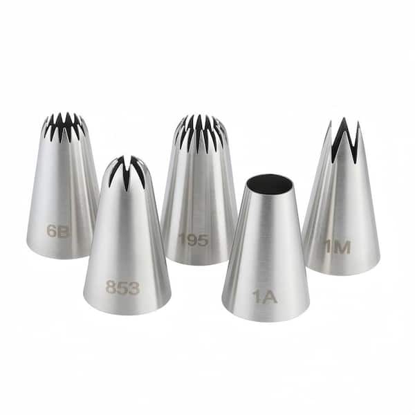 Stainless Steel Piping Tips Set with Large, Frosting Icing for Cupcakes, Cake, Cookie and Other Decorating (5-Pack)
