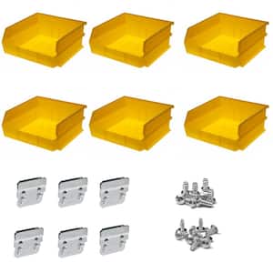 LocBin 10-7/8 in. L x 11 in. W x 5 in. H Yellow Polypropylene Hanging Bin and BinClip Kits (6-Count)