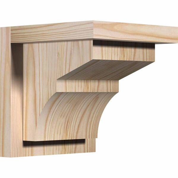 Ekena Millwork 7-1/2 in. x 8 in. x 8 in. Douglas Fir Monterey Smooth Corbel with Backplate