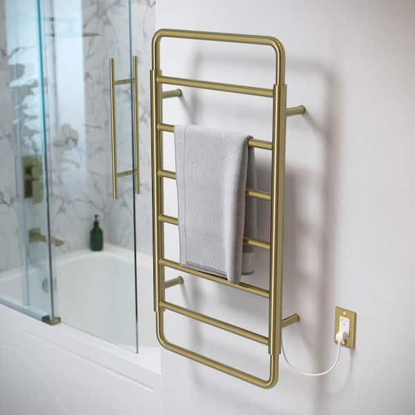 Ivy 8-Bar Electric Towel Warmer in Brushed Gold