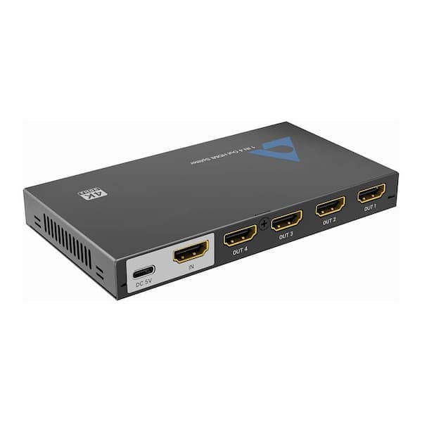 0.50 ft. 4K HDMI Splitter 1 in 4 Out with USB-C Power and 4 Ports HDMI for TV, Monitor, PS4 and Fire Stick-Black