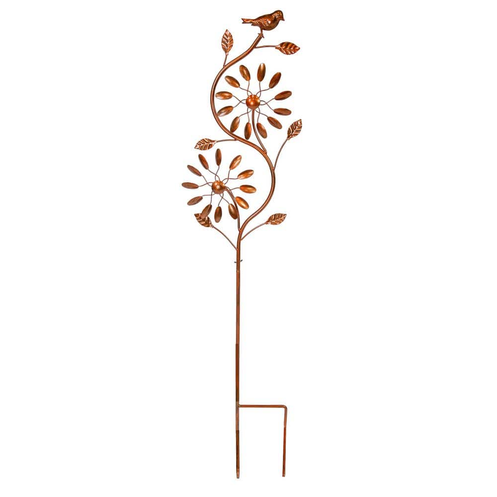 Copper Powder-Coated Iron Twirling Twigs 48" Garden Wind Spinner