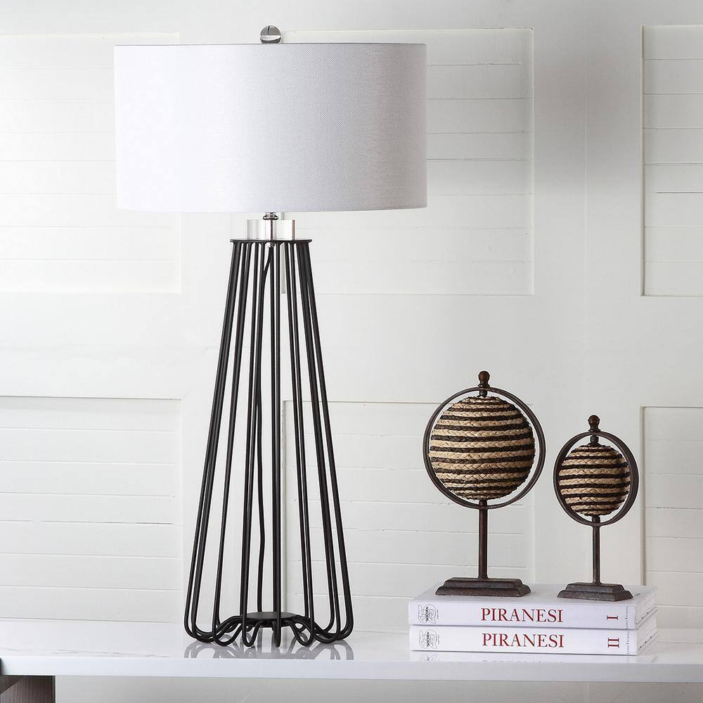 Estill Industrial Chic Black Metal 31" Table Lamp with White Shade