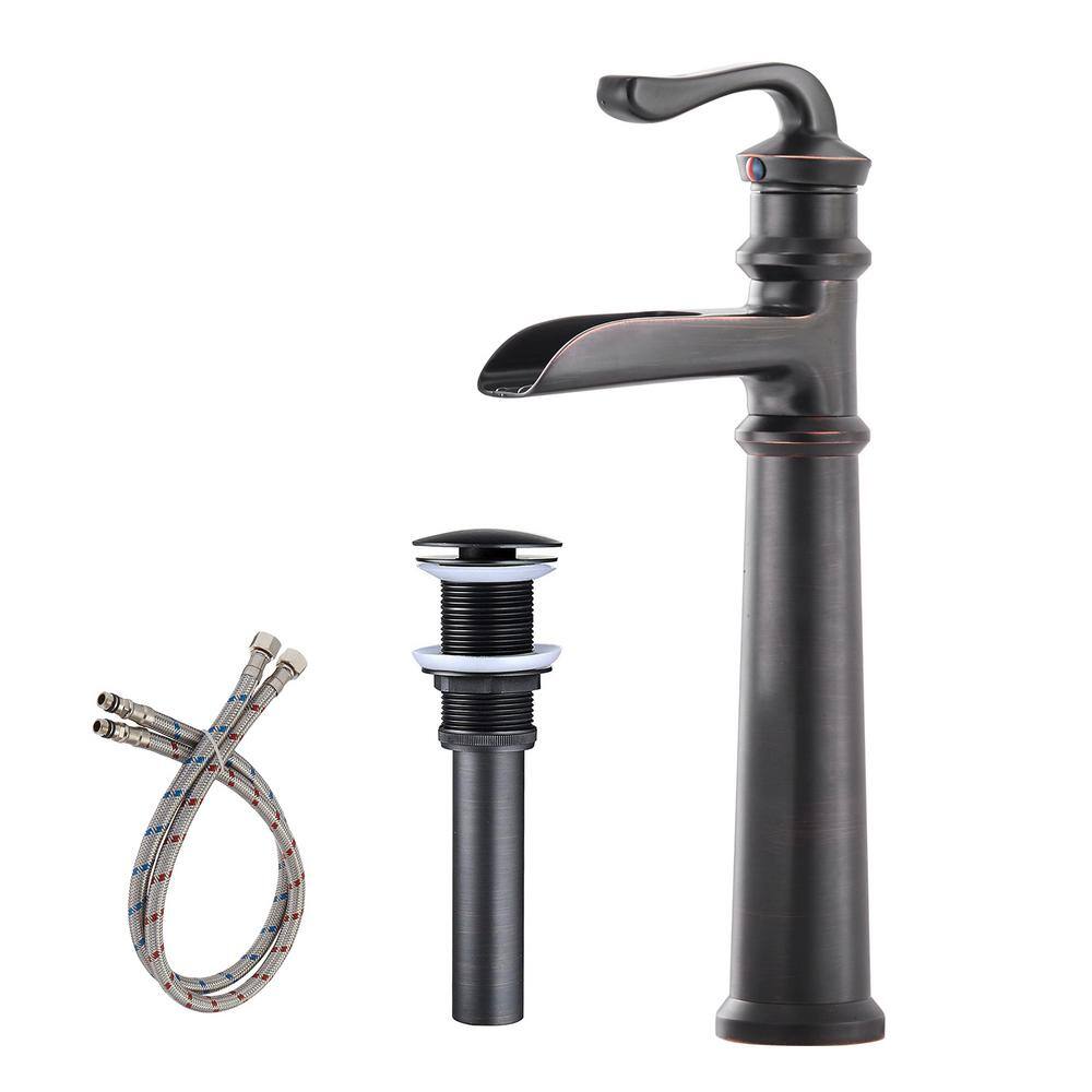 BWE Waterfall Single Hole SingleHandle Vessel Bathroom Faucet With Pop