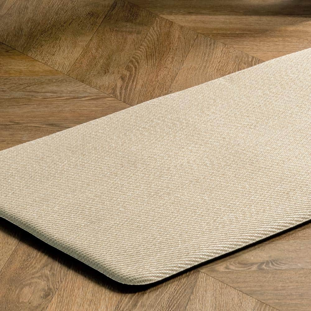 Ivory Braided Non-Slip Synthetic Comfort Mat, 31x19