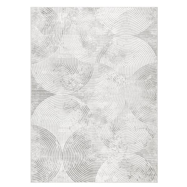 TOWN & COUNTRY LIVING Luxe Maya Soft Arches Tile Grey 6 ft. x 9 ft. Area Rug