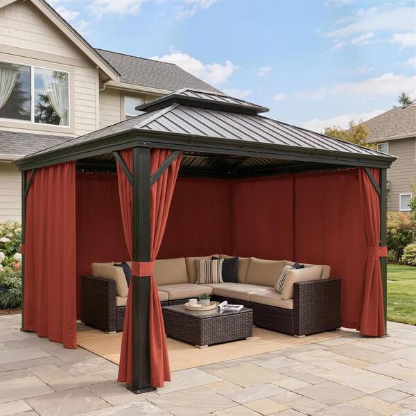 Kimunuk 10 ft. x 10 ft. Universal Outdoor Privacy Curtains, Gazebo