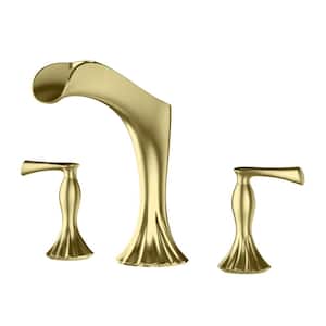 Rhen 2-Handle Deck Mount Roman Tub Trim Kit in Brushed Gold (Valve Not Included)