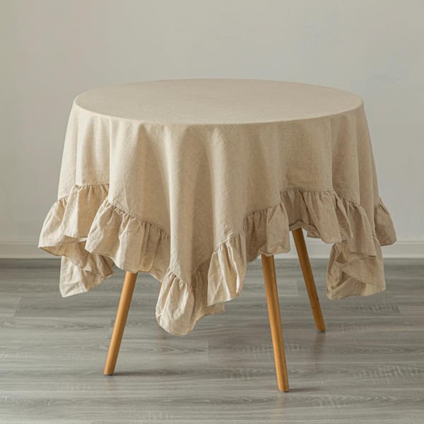 DEERLUX 52 in. x 70 in. Rectangle Natural, Beige/Cream Solid Color 100% Pure  Linen Washable Tablecloth QI003989.5270.NC - The Home Depot