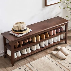 16.5 in. H 12-Pair Natural Wood Shoe Rack shoes-365 - The Home Depot