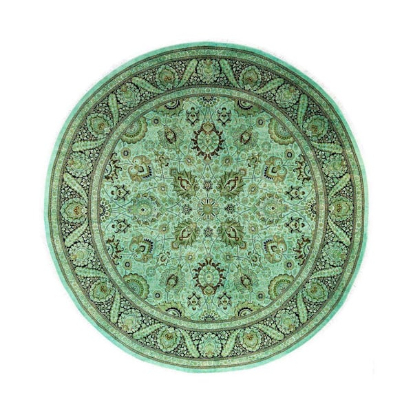 Chloe & Olivia Home Overdyed Green 9 ft. x 9 ft. Solid Wool Indoor Area ...
