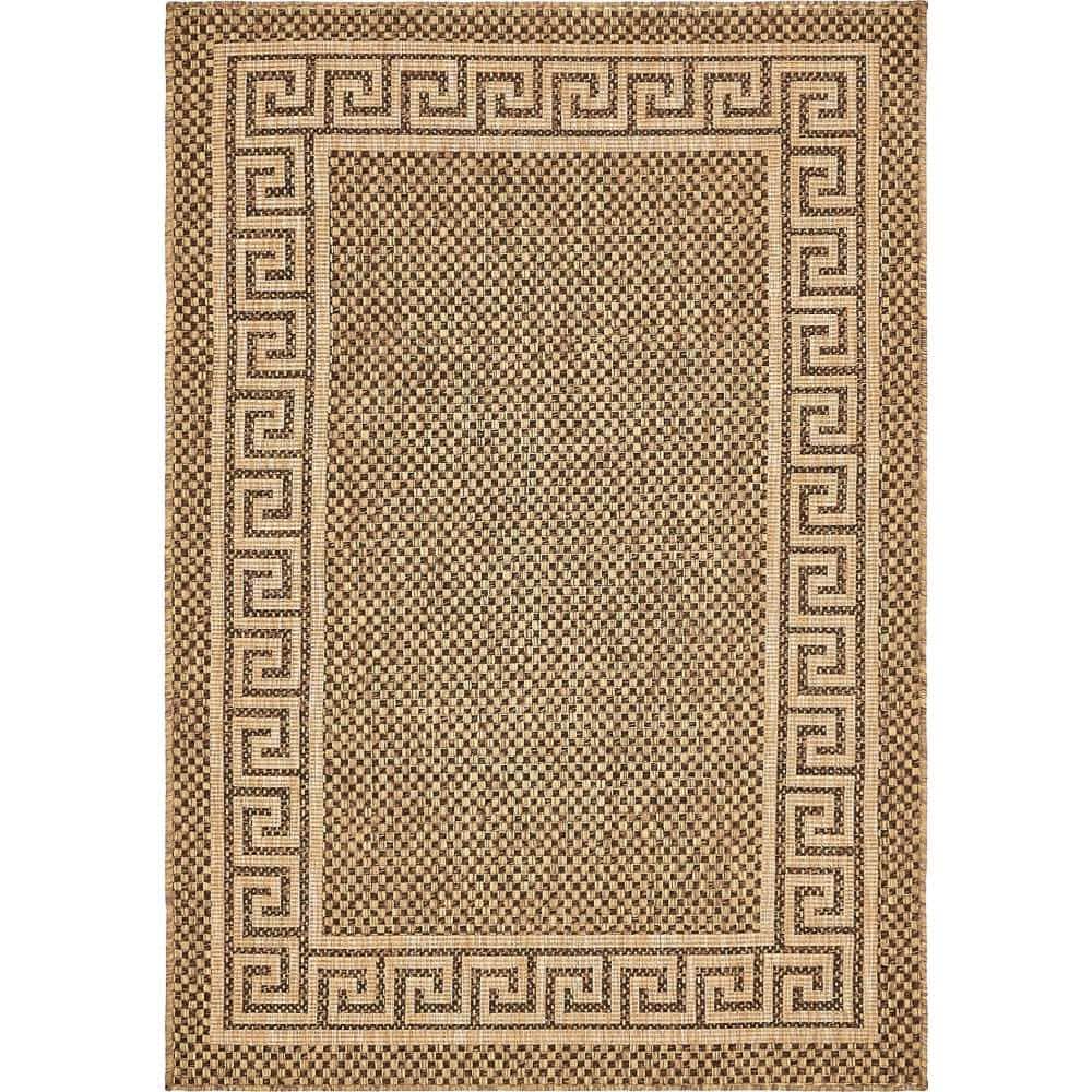 Outdoor Greek Key Brown 4' 0 x 6' 0 Area Rug price history on PriceWatchPro