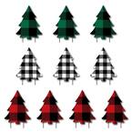9.75 in. x 12.5 in. Holiday Plaid Trees - Lawn Decor Outdoor Buffalo Plaid Christmas Party Yard Decorations (10-Piece)