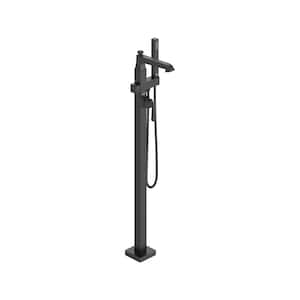 Town Square S Single-Handle Freestanding Tub Filler for Flash Rough-In Valve with Hand Shower in Matte Black