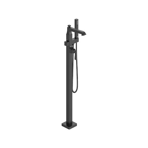 American Standard Town Square S Single-Handle Freestanding Tub Filler for Flash Rough-In Valve with Hand Shower in Matte Black