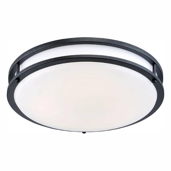 EnviroLite 16 in. DC 1-Light Oil Rubbed Bronze Low-Profile Integrated 3000K LED Ceiling Light Flush Mount Light