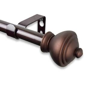 28 in. - 48 in. Telescoping 5/8 in. Single Curtain Rod Kit in Cocoa with Savannah Finial