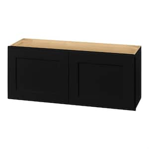 Avondale 36 in. W x 12 in. D x 15 in. H Ready to Assemble Plywood Shaker Wall Bridge Kitchen Cabinet in Raven Black