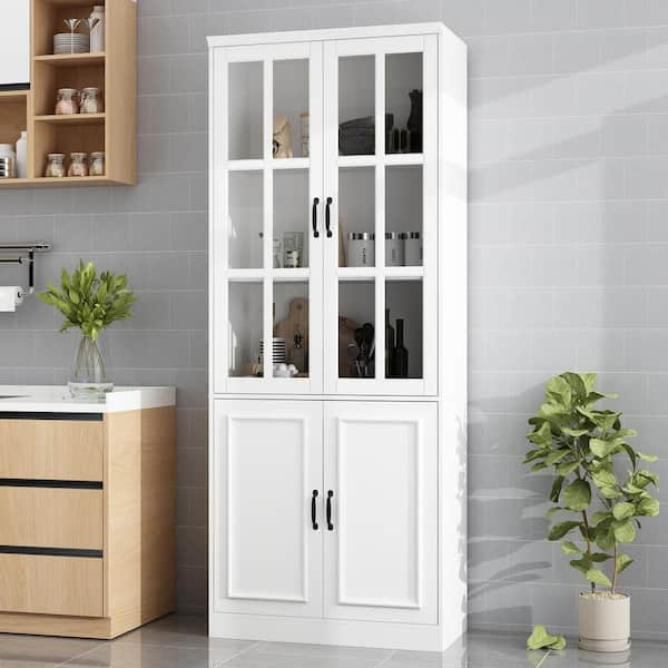 New Sideboard Cabinet with buy Glass Doors-White