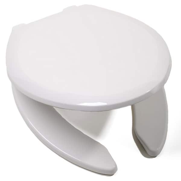 White Premium Plastic Seat Elongated Open Front with Cover and Slow-Close Adjustable Hinge
