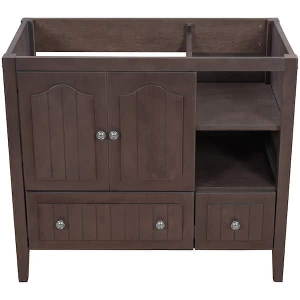 Unbranded 35.04 in. W x 17.52 in. D x 31.02 in. H Bath Vanity Cabinet without Top in Brown