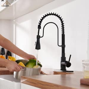 Single-Handle Pull Down Sprayer Kitchen Faucet with Advanced 3 Function Spray in Matte Black