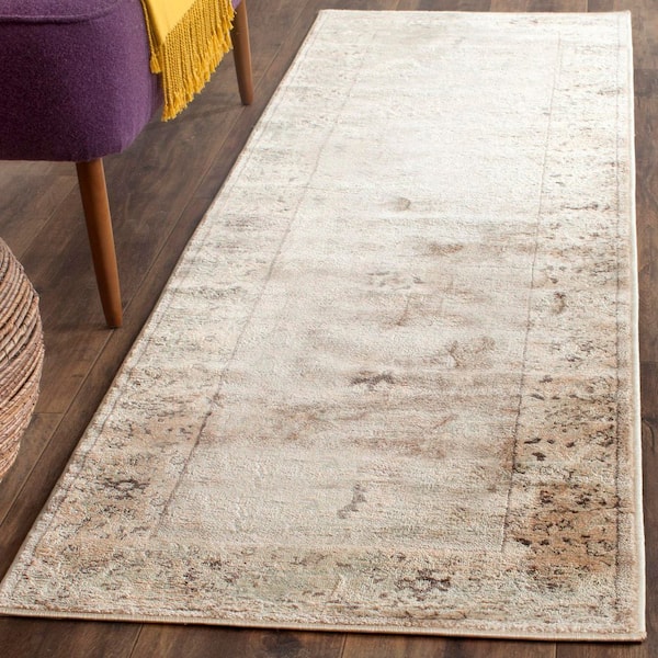 Vintage 2 ft. x 7 ft. Light Gray/Ivory Floral Ornate Runner Rug
