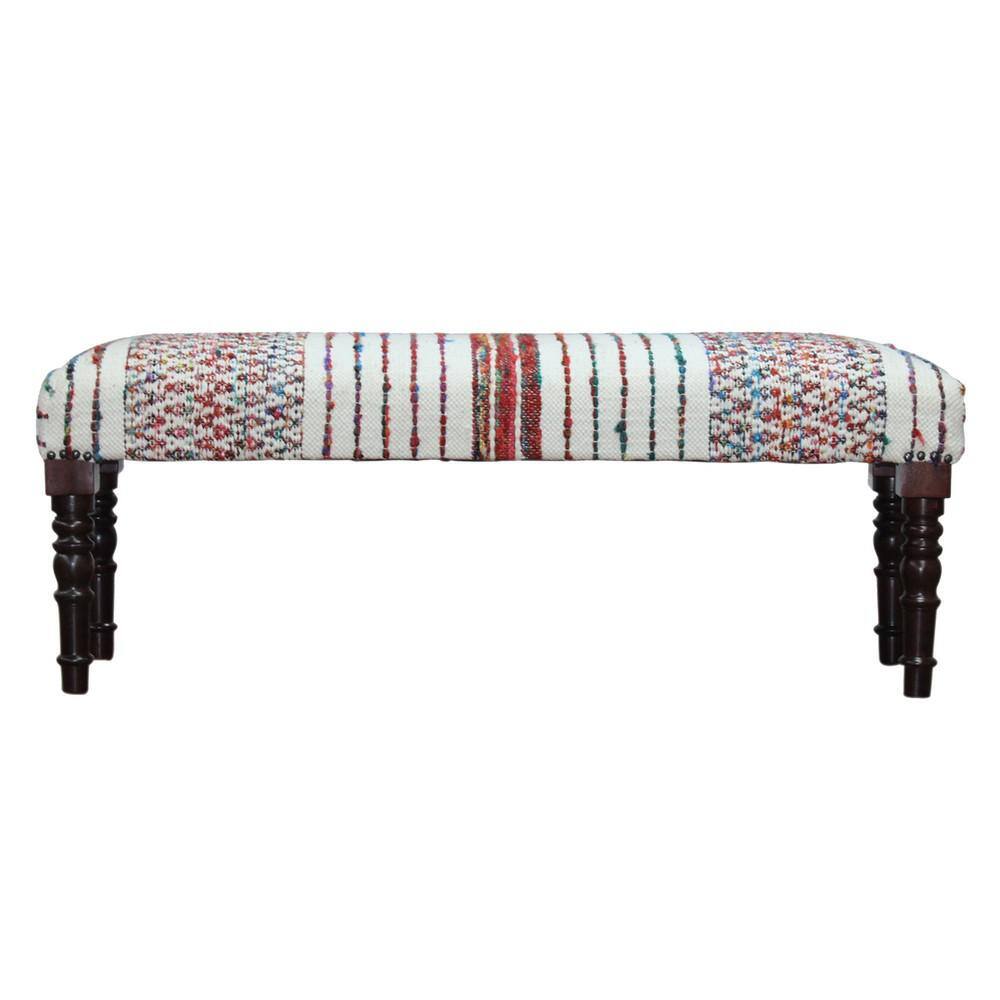 Colorful Chevron and Striped Chindi Bench with Storage
