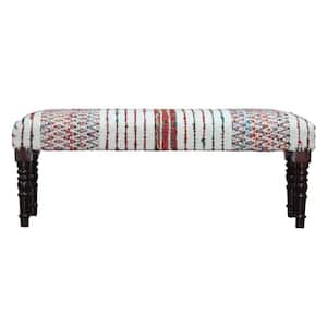 Colorful 47 in. Multi-Color Viscose Chevron Striped Chindi Bench with Wood Legs