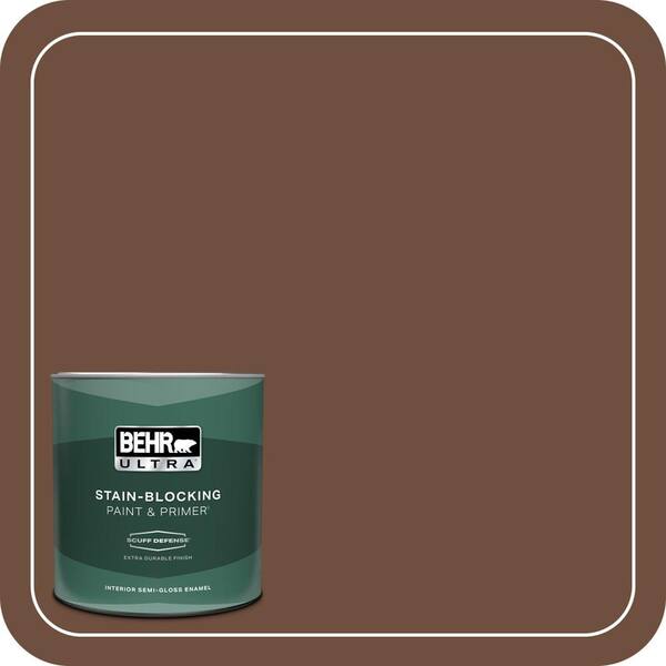 BEHR ULTRA 1 qt. #ICC-81 Traditional Leather Extra Durable Semi-Gloss Enamel Interior Paint & Primer