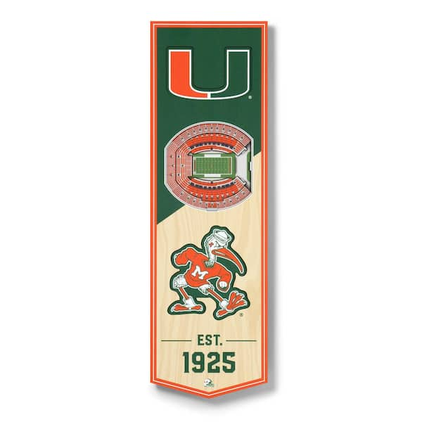 YouTheFan NCAA Miami Hurricanes 3D Stadium 6 x 19 Banner-Hard Rock