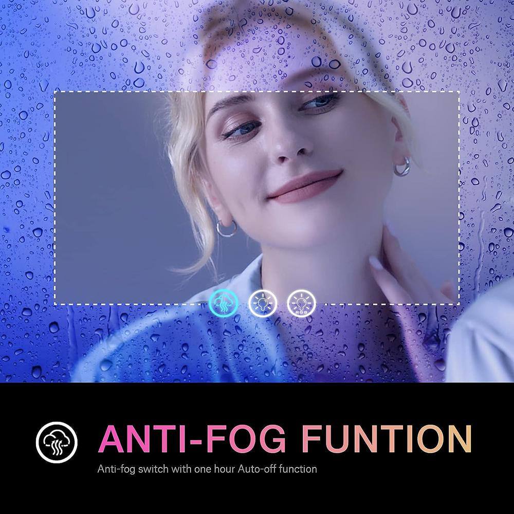 32x24 Frameless RGB Backlit Anti-Fog LED Bathroom Vanity Mirror