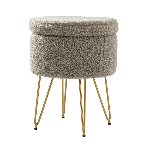 ARTFUL LIVING DESIGN Erasto 15 in. Grey Storage Ottoman with Metal Leg