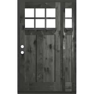 50 in. x 80 in. Craftsman Alder 2 Panel Right-Hand 6 Lite Clear Glass DS Black Wood Prehung Front Door/Sidelite
