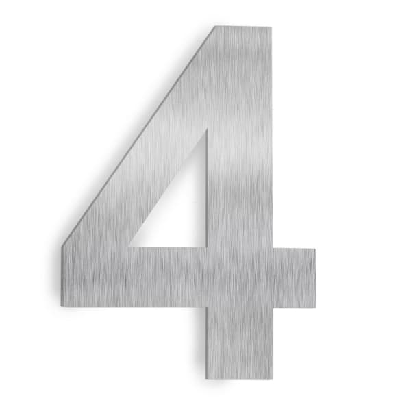 Barton 6 in. Satin Stainless Steel Floating House Number 4