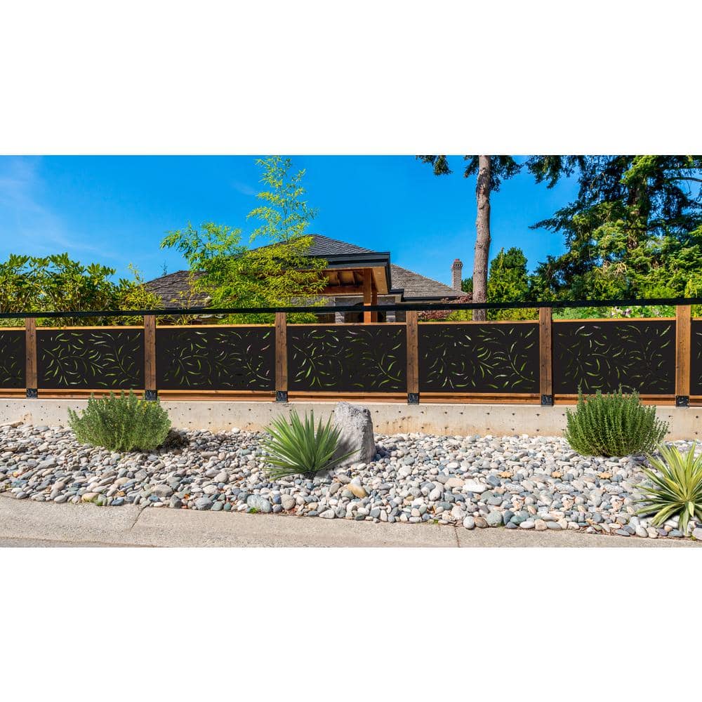 3 ft. x 5 ft. Black Willow Decorative Privacy and Fence Panel